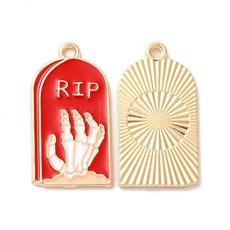 Light Gold Plated Alloy Enamel Pendants ENAM-L040-005KCG-03-1