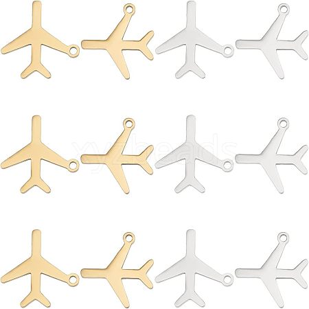 12Pcs 2 Colors 201 Stainless Steel Pendants STAS-UN0035-68-1