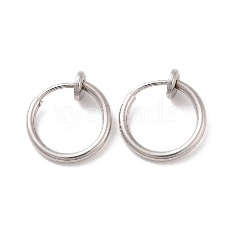 Tarnish Resistant 304 Stainless Steel Retractable Clip-on Hoop Earrings STAS-K171-53P-1