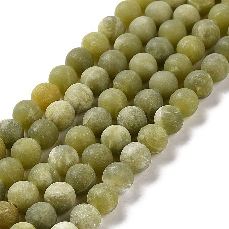 Round Frosted Natural TaiWan Jade Bead Strands G-M248-10mm-02-1