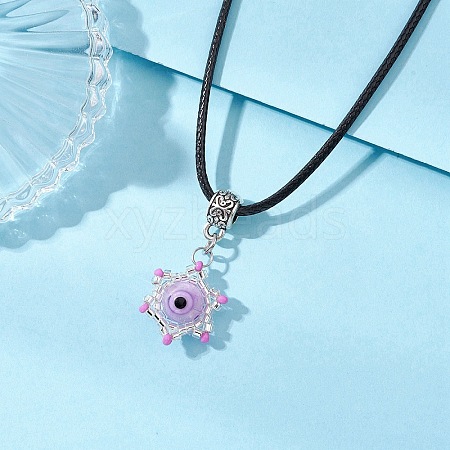 Evil Eye Handmade Lampwork & Glass Sead Beaded Pendant Necklaces NJEW-MZ00092-06-1