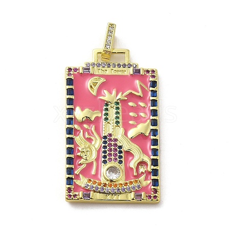 Brass Micro Pave Cubic Zirconia Pendants with Enamel KK-H458-03G-03-1