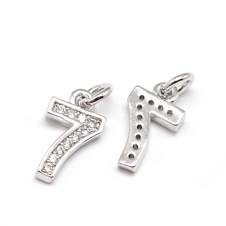 Real Platinum Plated Tone Brass Micro Pave Cubic Zirconia Number Charms ZIRC-E011-07-1