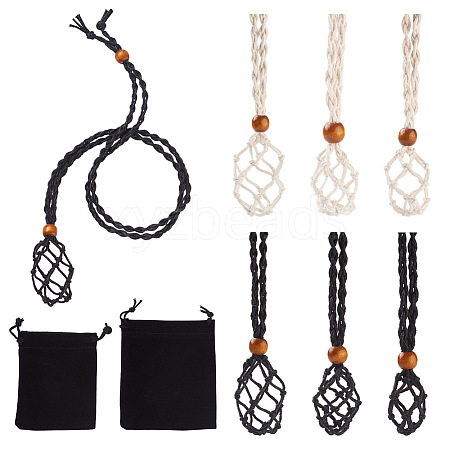 Yilisi 6Pcs Adjustable Braided Waxed Cord Macrame Pouch Necklace Making FIND-YS0001-10-1