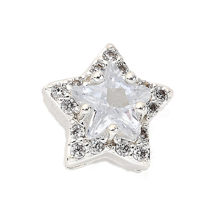 Brass Micro Pave Cubic Zirconia Beads KK-D408-11S-02A-1