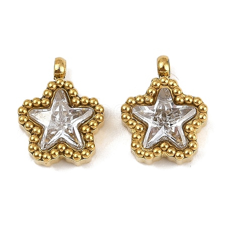 304 Stainless Steel Micro Pave Cubic Zirconia Charms STAS-K302-01A-G-1