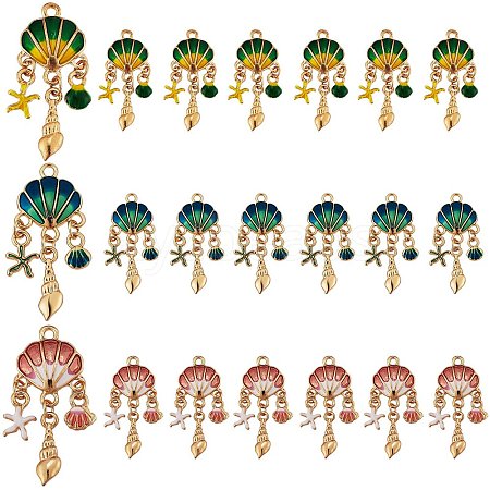 30Pcs 3 Colors Alloy Enamel Pendants FIND-SZ0001-35-1