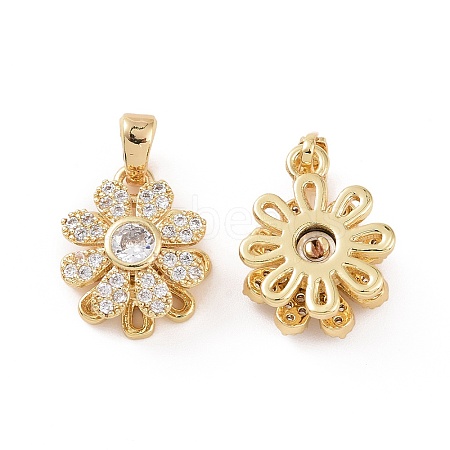 Rotatable Brass Micro Clear Pave Cubic Zirconia Charms KK-E068-VC296-1