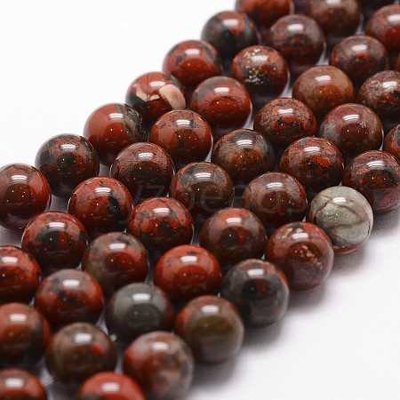 Natural Brecciated Jasper Bead Strands G-G735-35-10mm-1