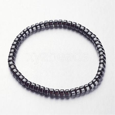 Non-magnetic Synthetic Hematite Beaded Stretch Bracelets BJEW-F228-01-1