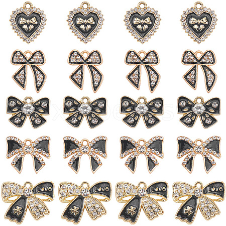 30Pcs 5 Styles Alloy Rhinestone Pendants FIND-SC0016-47-1