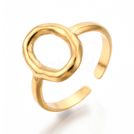 Ion Plating(IP) 304 Stainless Steel Hollow Oval Cuff Rings X-RJEW-N038-120LG-1