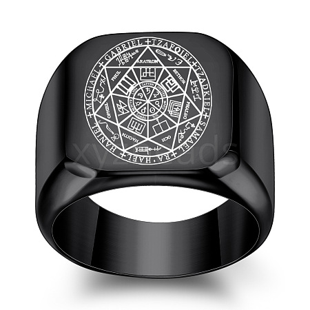 The Seven-Pointed Star Pattern 304 Stainless Steel Finger Rings FS-WGB7142-15-1
