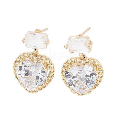 Brass with Glass Dangle Stud Earrings EJEW-Q800-13KCG-1