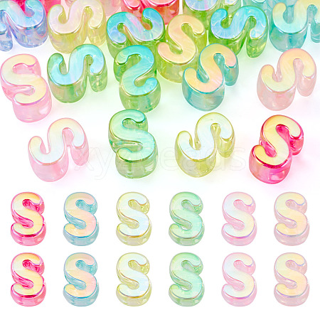 20Pcs UV Plating Transparent Acrylic European Beads OACR-TADJ0001-19S-1