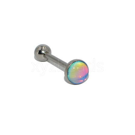 304 Stainless Steel Enamel Flat Round Straight Barbell Piercing Tongue Rings for Women Men WG3BA20-17-1