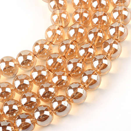 Electroplate Glass Beads Strands X-EGLA-Q062-8mm-A12-1