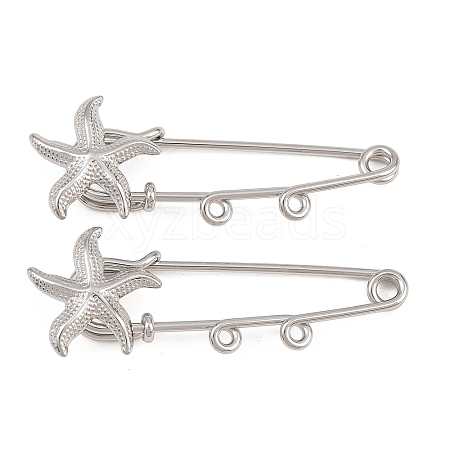 Starfish 304 Stainless Steel Safety Pins Brooch Findings SA-CBA098D-16H-P02-1