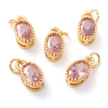 Real 18K Gold Plated Brass Inlaid Cubic Zirconia Charms ZIRC-L100-079G-07-1