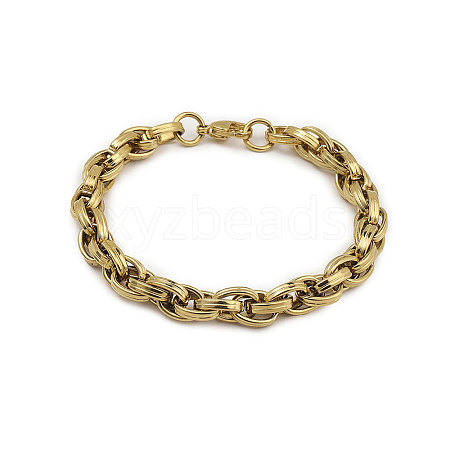 201 Stainless Steel Rope Chain Bracelets for Men BJEW-R313-06G-1