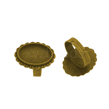 Vintage Adjustable Iron Finger Ring Components Alloy Cabochon Bezel Settings PALLOY-Q300-25AG-NR-1