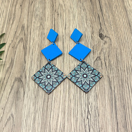Wood Stud Dangle Earrings WG88E14-01-1