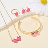 Alloy Enamel Pendant Necklaces & Cuff Bangle & Rings & Stud Earrings Sets WG18260-04-1