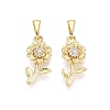 Brass Micro Pave Clear Cubic Zirconia Pendants KK-Q073-02G-1