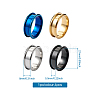 4 Colors Stainless Steel Grooved Finger Ring Settings STAS-TA0001-26E-7