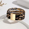 Leopard Print Pattern PU Leather Cord Multi-strand Bracelets for Women XT9904-6