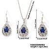 Brass Glass Teardrop Dangle Earrings & Pendant Necklaces Sets for Women PL9386-6-1