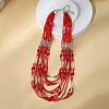 Bohemia Style Glass Seed Bead Multi-strand Necklaces NJEW-H063-01P-04-1