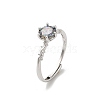 Rhodium Plated 925 Sterling Silver Moissanite Adjustable Rings for Women RJEW-U038-03P-4