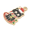 Christmas Kitty Alloy Enamel Pendants X-ENAM-I060-02D-2