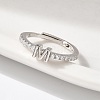 S925 Sterling Silver Adjustable Letter Rings for Women RJEW-M068-01P-M-5