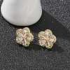 Rack Plating Brass Micro Pave Clear Cubic Zirconia Stud Earrings EJEW-H149-01G-4