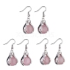 Natural Rose Quartz Palm Dangle Earrings EJEW-A092-09P-18-1