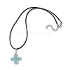 Glass Seed Cross Pendant Necklaces NJEW-MZ00025-02-4