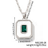 Elegant Vintage Brass Green Cubic Zirconia Square Pendant Dapped Chain Necklace for Women CS0591-1-1