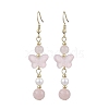 Natural Rose Quartz Butterfly Dangle Earrings EJEW-JE06317-01-2