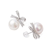 Natural Pearl Ear Studs EJEW-P286-40P-2