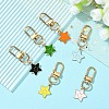 Star with Smiling Face Alloy Enamel Pendant Decorations HJEW-YW00010-01-4