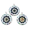 Natural Black Lip Shell & Paua Shell & White Shell & Yellow Shell Eye Pendants KK-C135-02P-1