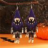 Halloween Style Bat Pattern Glass Bead Handmade Earrings for Women TE2769-1