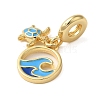 Rack Plating Brass Deep Sky Blue Enamel European Dangle Charms X-KK-P279-35G-2