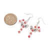 Christmas Bowknot Candy Cane Electroplated Glass Bead & Alloy Dangle Earrings EJEW-TA00502-3