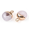 Natural Rose Quartz Flat Round/Donut Charms G-I347-17-3