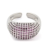 Real Platinum Plated Brass Micro Pave Clear Cubic Zirconia Cuff Rings RJEW-L113-016P-02-2
