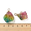 Raw Rough Natural Gemstone Iron Wire Wrapped Pendants G-H308-03G-02-3