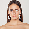 ANATTASOUL 4 Pairs 4 Styles Round & Rectangle & Polygon & Ring Brass Dangle Hoop Earrings EJEW-AN0003-06-5